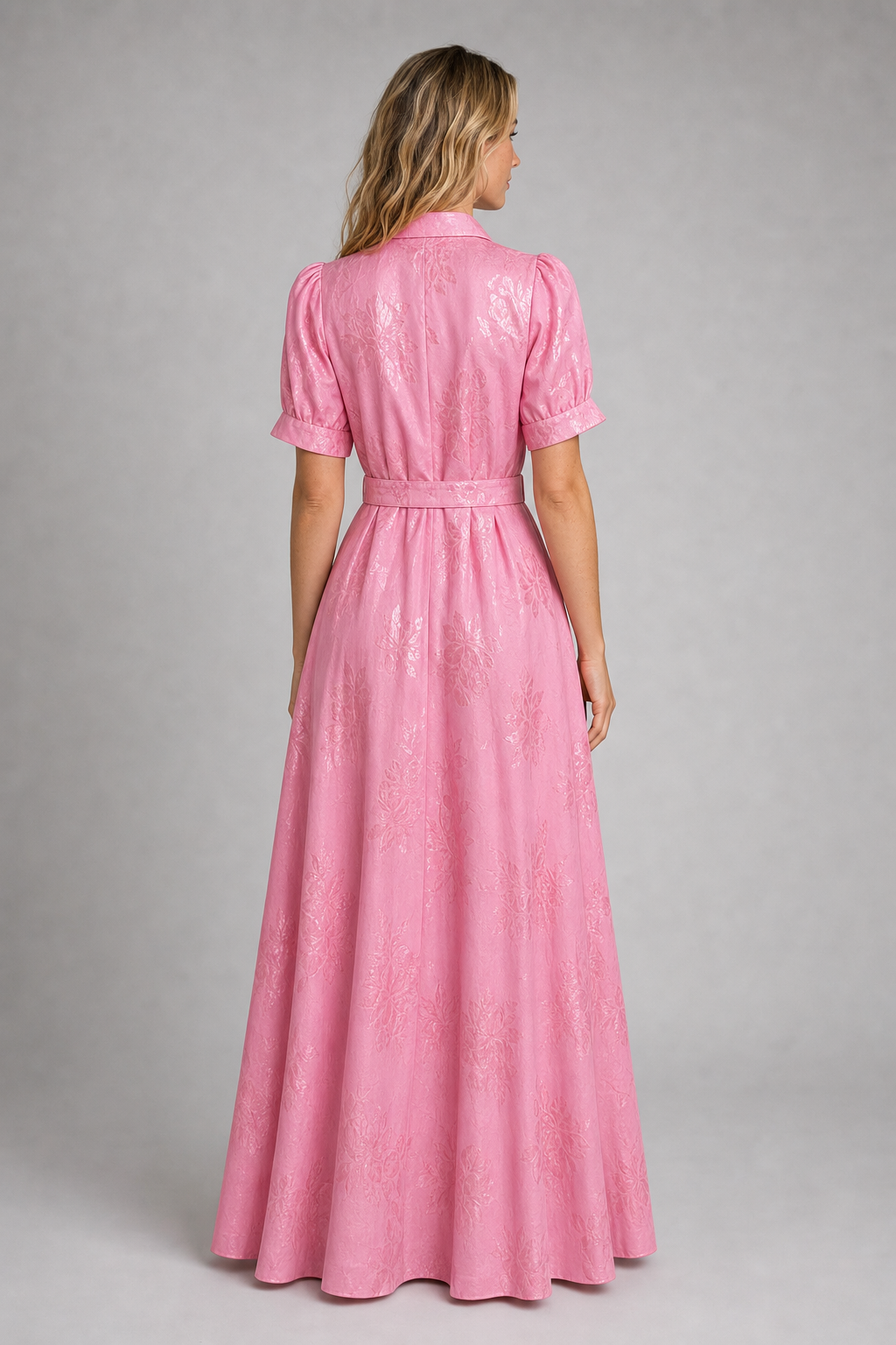 Women's Floral Maxi Dress with Belted Waist & Lapel | Wedding Guest