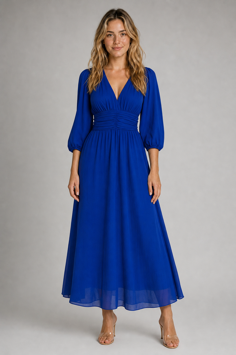 Women's Wedding Guest Dress with V-Neck | A-Line