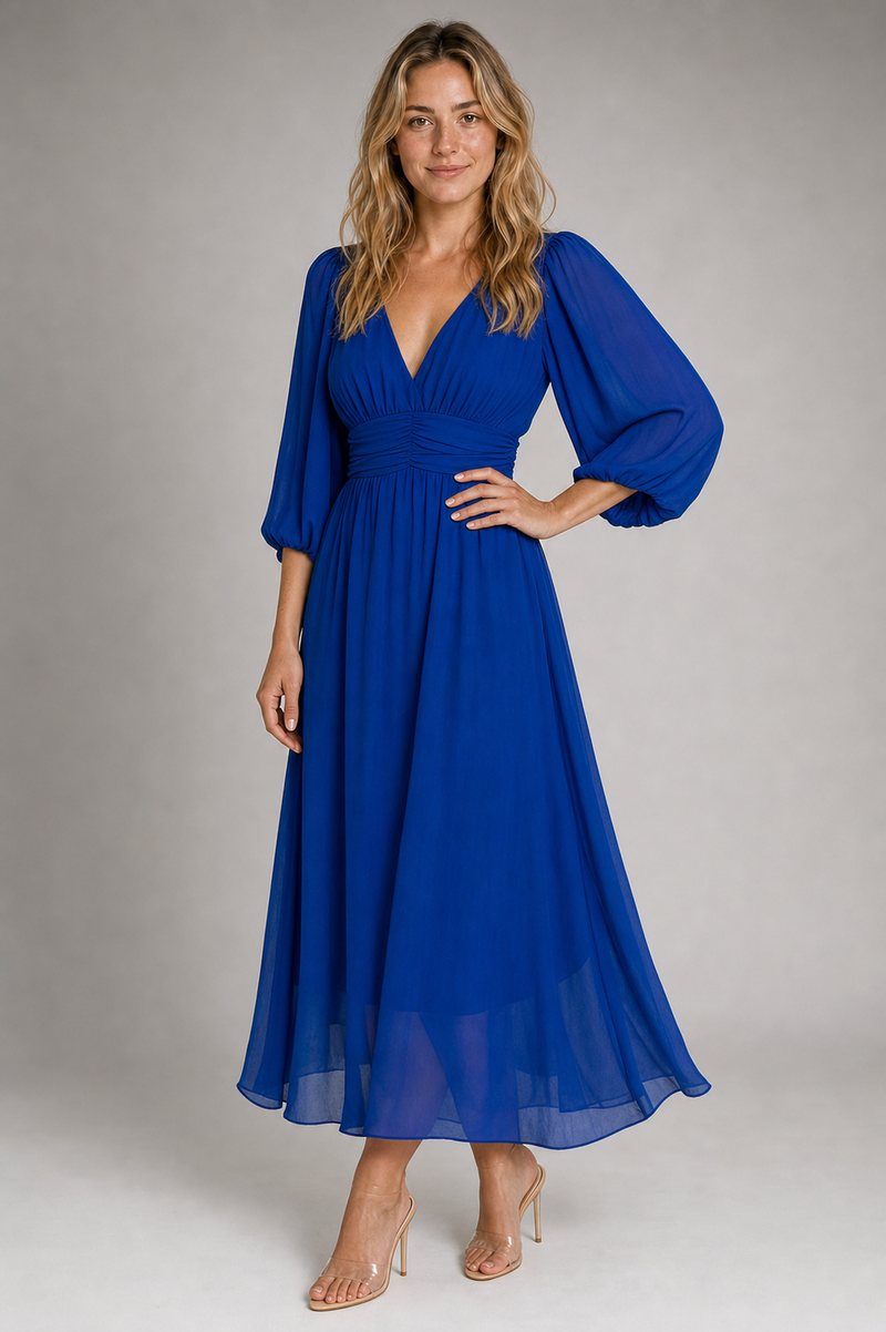 Women's Wedding Guest Dress with V-Neck | A-Line