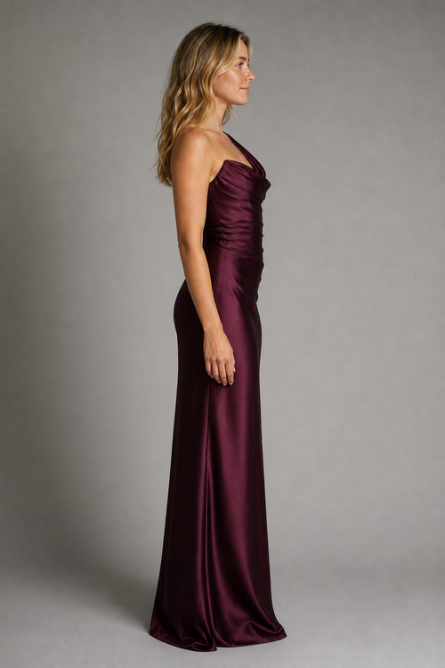 Women's Maxi Evening Dress with Corset & Lace-Up Back | One Shoulder
