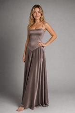 Women's Maxi Dress with Spaghetti Strap | Slip Style in Brown