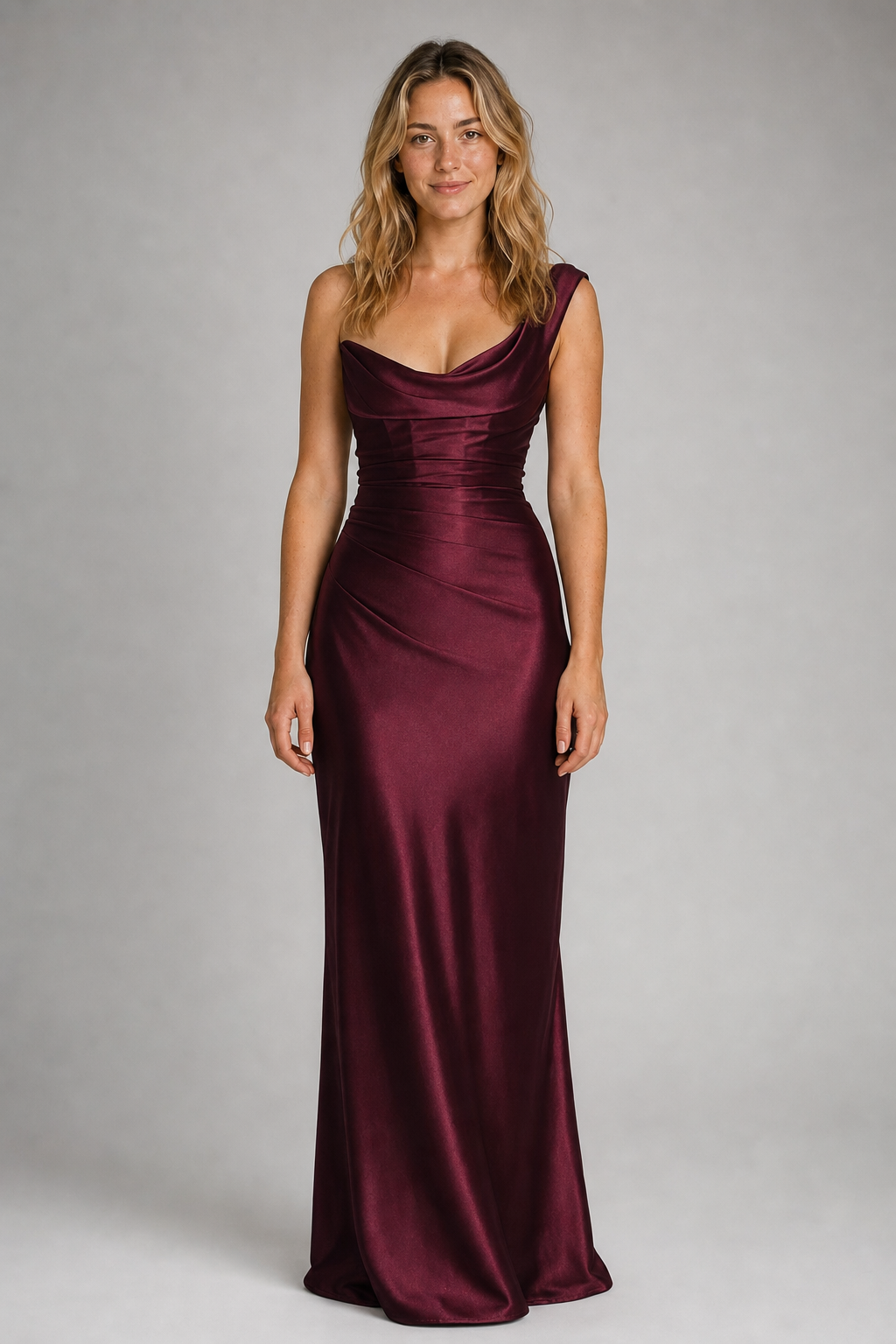 Women's Maxi Evening Dress with Corset & Lace-Up Back | One Shoulder