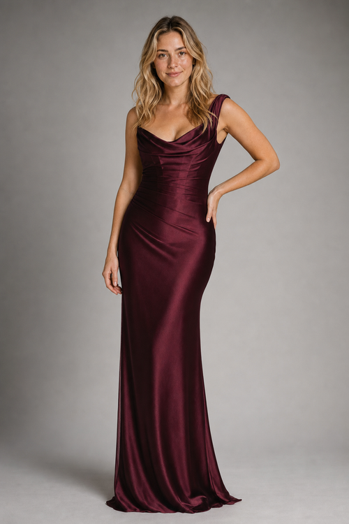 Women's Maxi Evening Dress with Corset & Lace-Up Back | One Shoulder