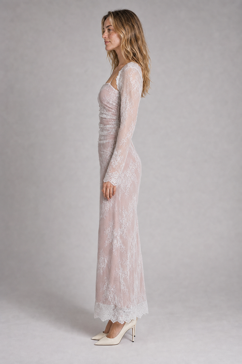 Women's Party Dress with Floral Lace & Corset Back | Maxi