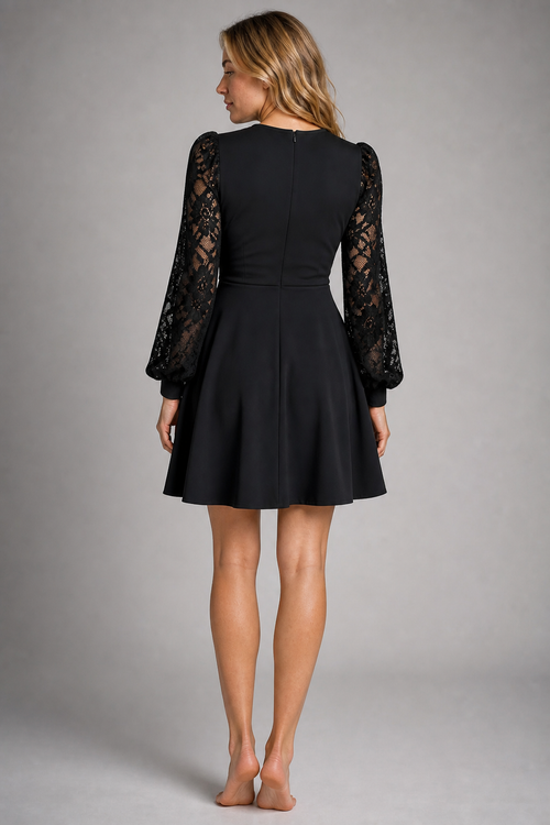 Women's Long Sleeve Dress Lace Detail | Party Mini