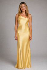 Women's Formal Maxi Dress with Open Back | Slip in Yellow