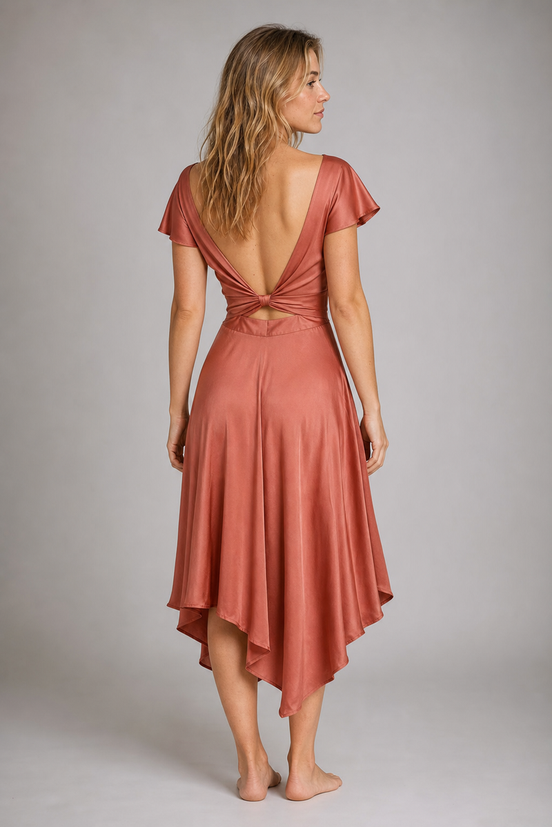 Women's Formal Dress V-Neck Wrap Midi | Cocktail