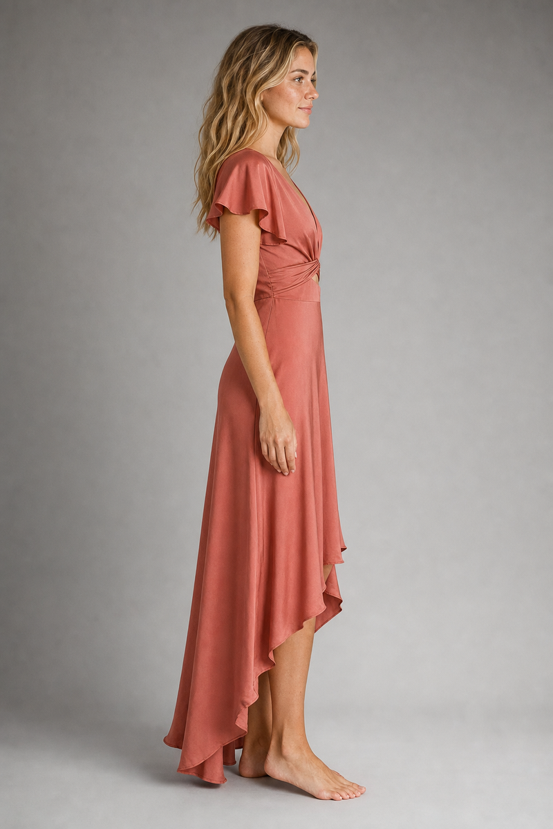 Women's Formal Dress V-Neck Wrap Midi | Cocktail