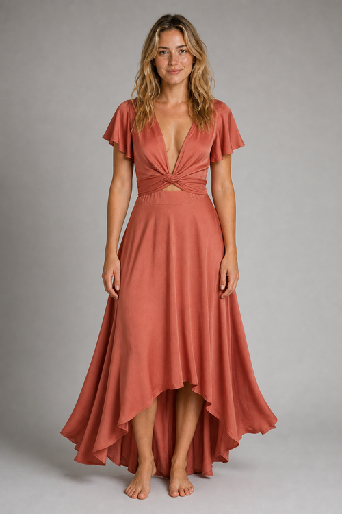 Women's Formal Dress V-Neck Wrap Midi | Cocktail