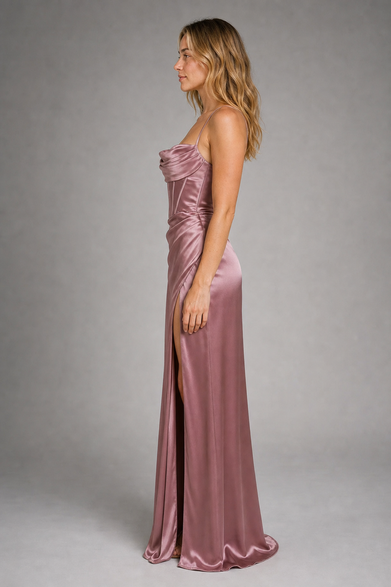Women's Formal Dress with Corset & Lace-Up Back | Slip Maxi