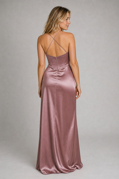 Women's Formal Dress with Corset & Lace-Up Back | Slip Maxi