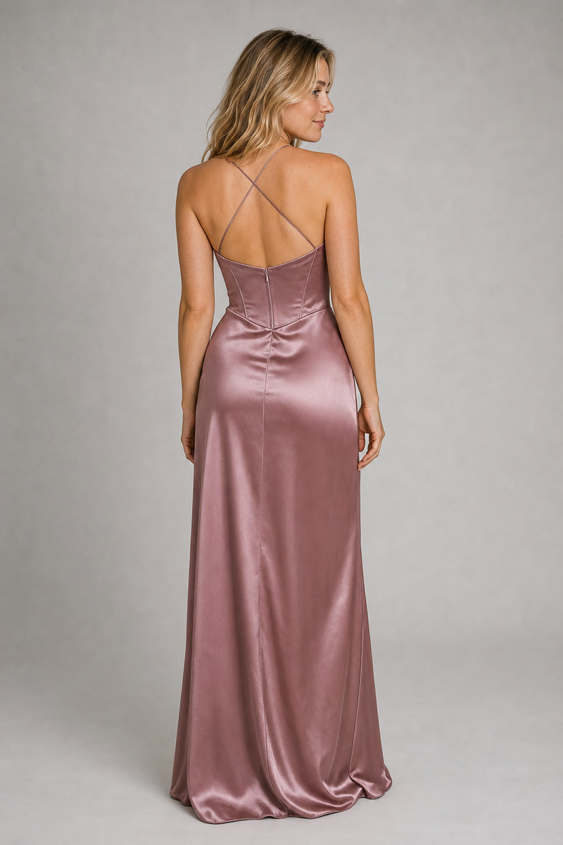Women's Formal Dress with Corset & Lace-Up Back | Slip Maxi