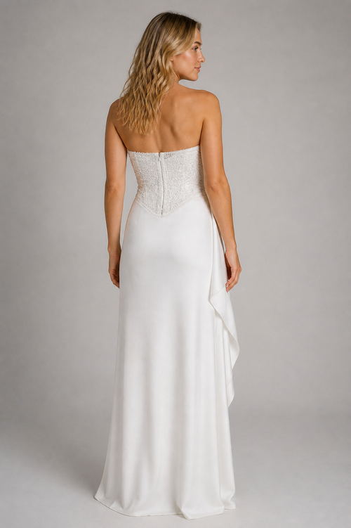 Women's Formal Dress with Sequin Corset & Split | Maxi