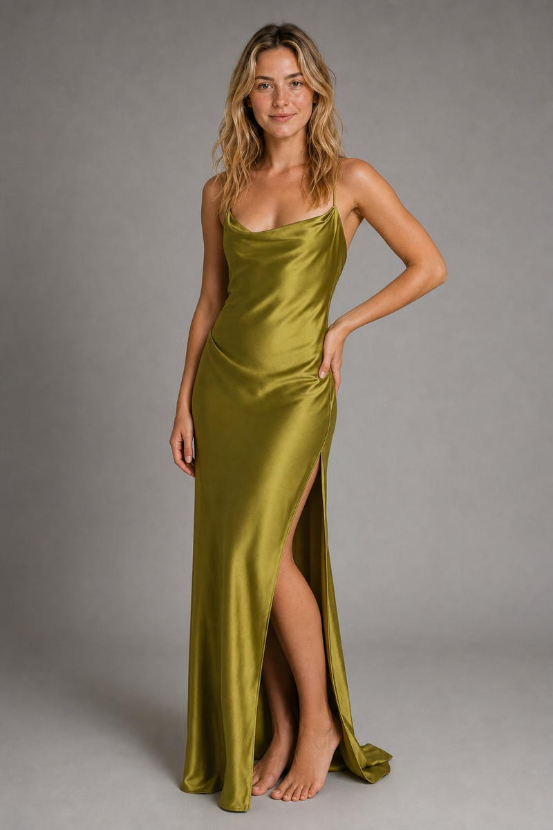 Women's Evening Dress with Cowl Neck | Slip Maxi