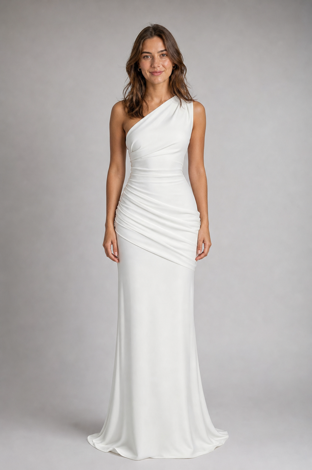 Ondine Pleated Satin Maxi Dress | Women's One-Shoulder Wedding-Guest Gown