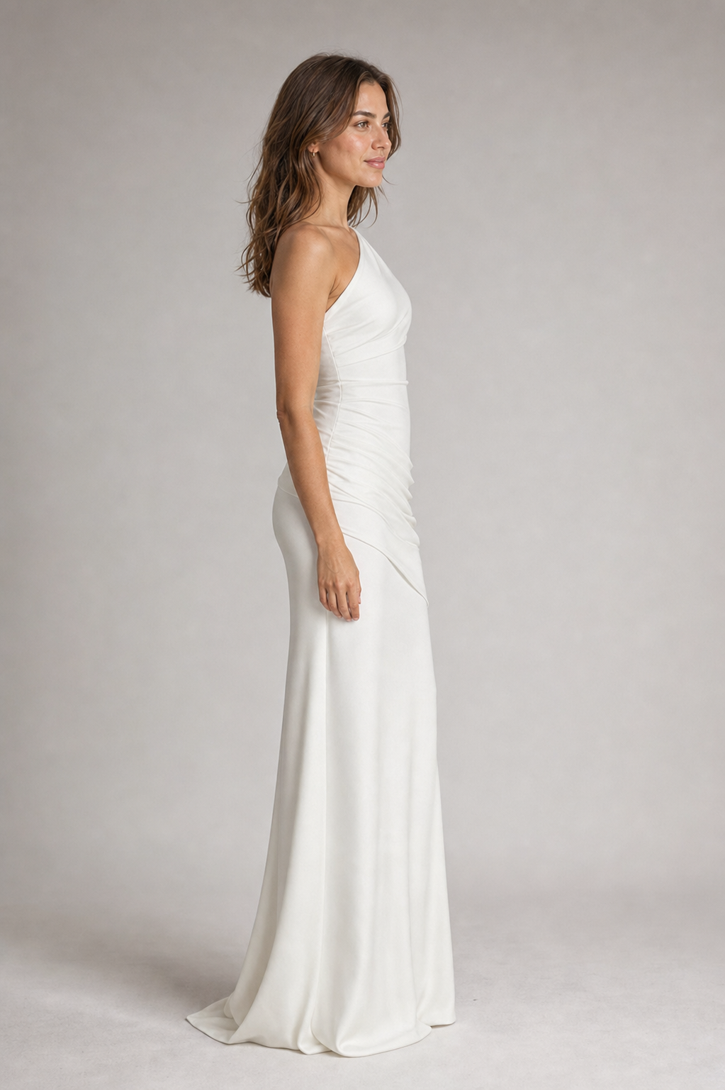 Ondine Pleated Satin Maxi Dress | Women's One-Shoulder Wedding-Guest Gown