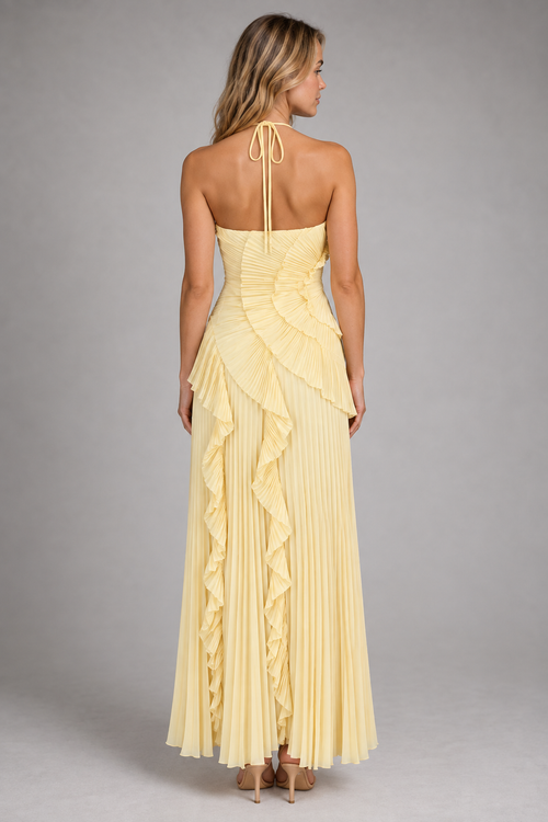 Lucienne Halter Maxi Dress | Women's Asymmetric Ruffle Gown