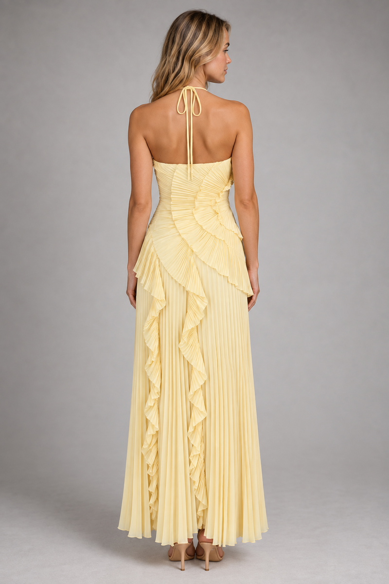Lucienne Halter Maxi Dress | Women's Asymmetric Ruffle Gown