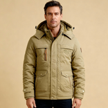 Winter Jacket – Waterproof Insulated Hooded – Regular Fit – Men's Outdoor Outerwear Australia in Khaki