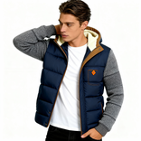 Down Jacket – Fleece-Lined Hooded – Relaxed Fit – Men's Winter Outerwear Australia in Blue