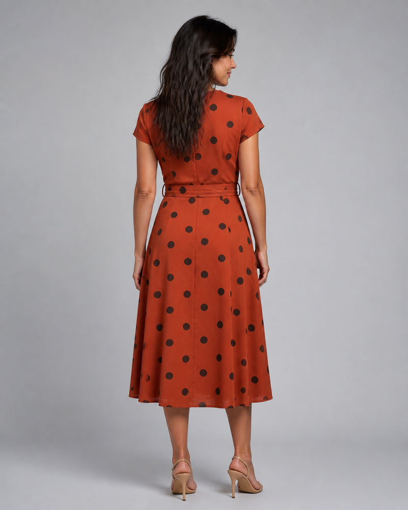 Georgiana | Polka Dot Wrap Midi Dress
