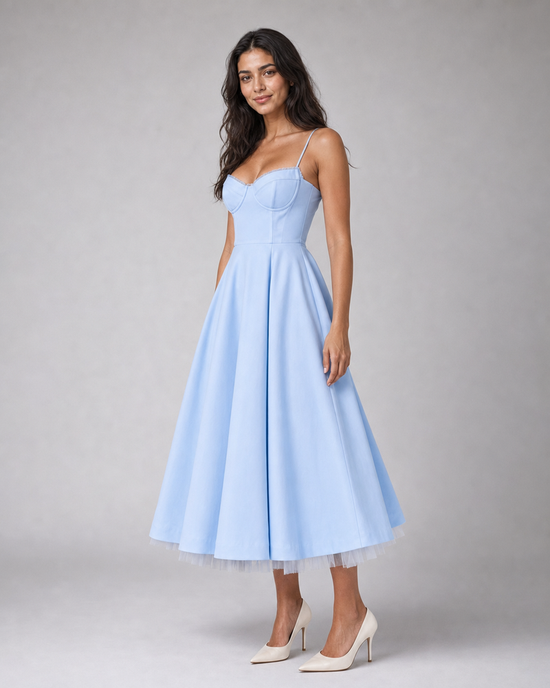 Cordelia | Sweetheart Corset Full-Skirt Midi Dress