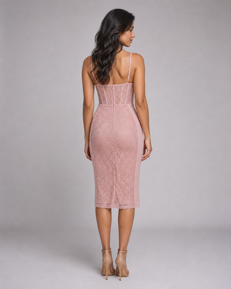 Cosima | Lace Corset Bustier Midi Dress