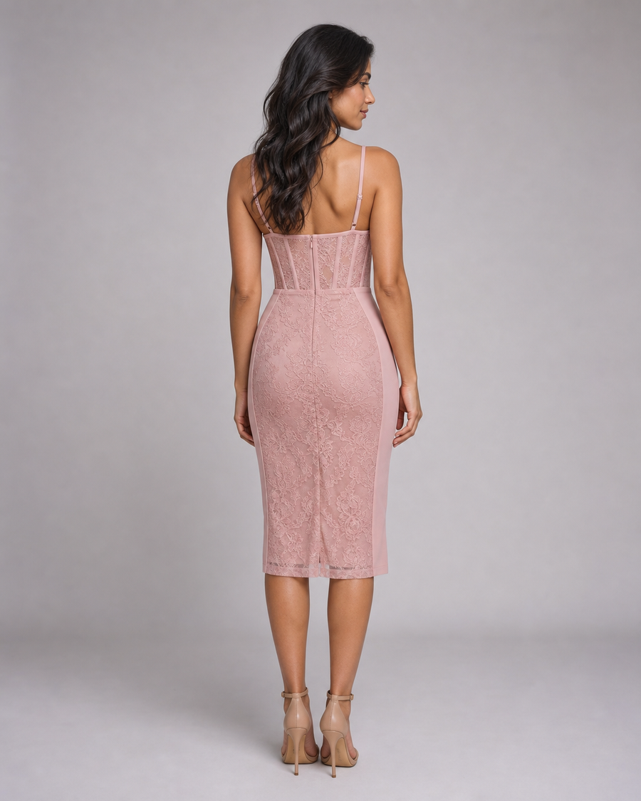 Cosima | Lace Corset Bustier Midi Dress