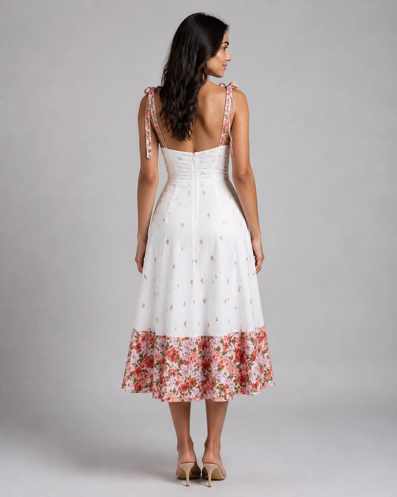 Leonora | Floral Tie-Strap Midi Sundress