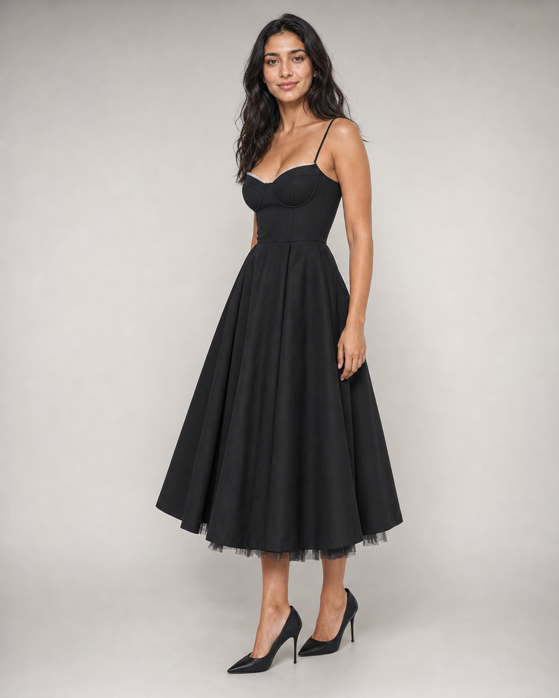 Cordelia | Sweetheart Corset Full-Skirt Midi Dress