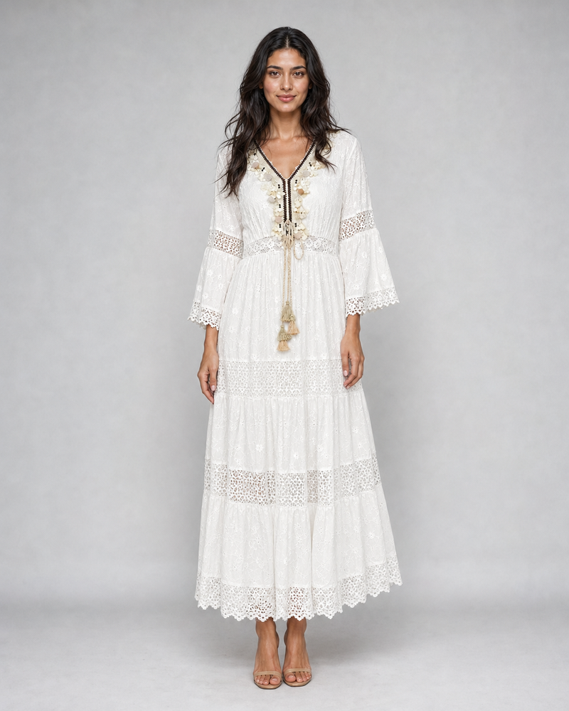 Paloma | Tiered Broderie Lace Maxi Dress