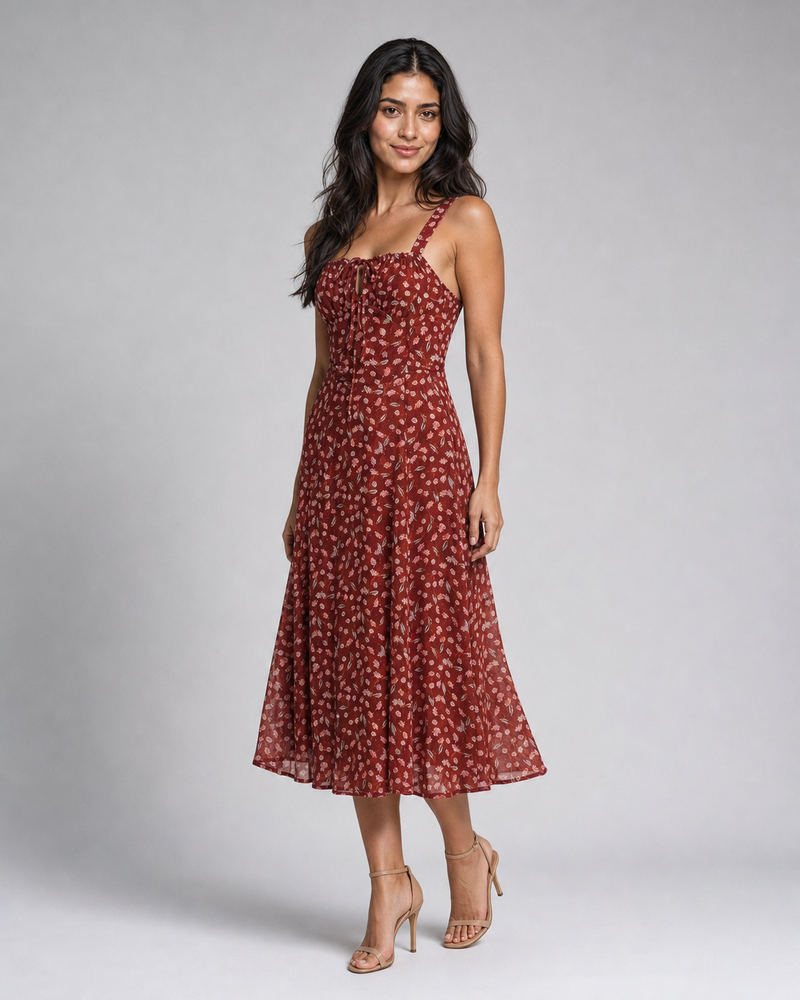 Marguerite | Ditsy Floral Keyhole Midi Dress