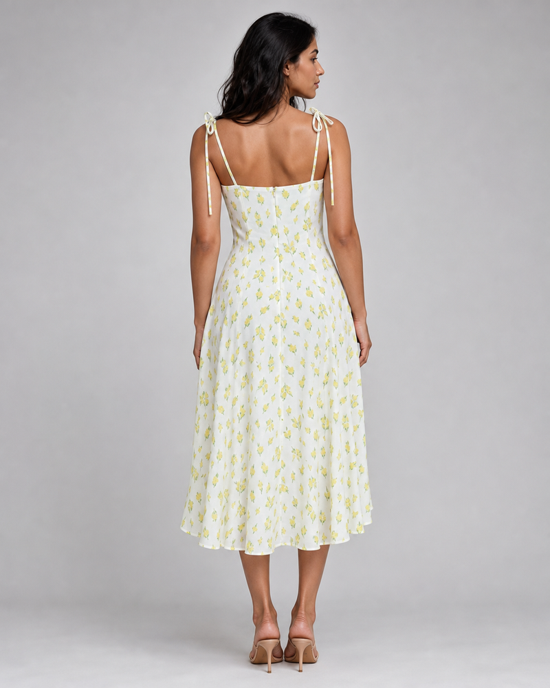 Mirabel | Floral Corset-Bodice Midi Dress