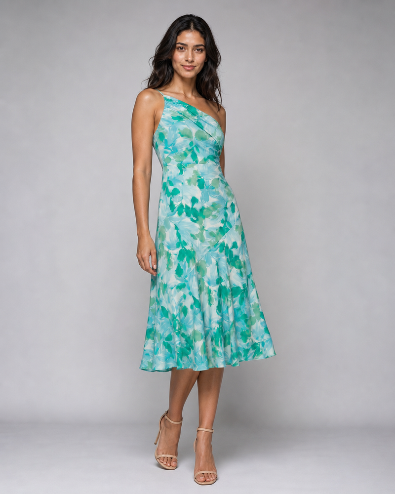 Lavinia | Floral One-Shoulder Midi Dress