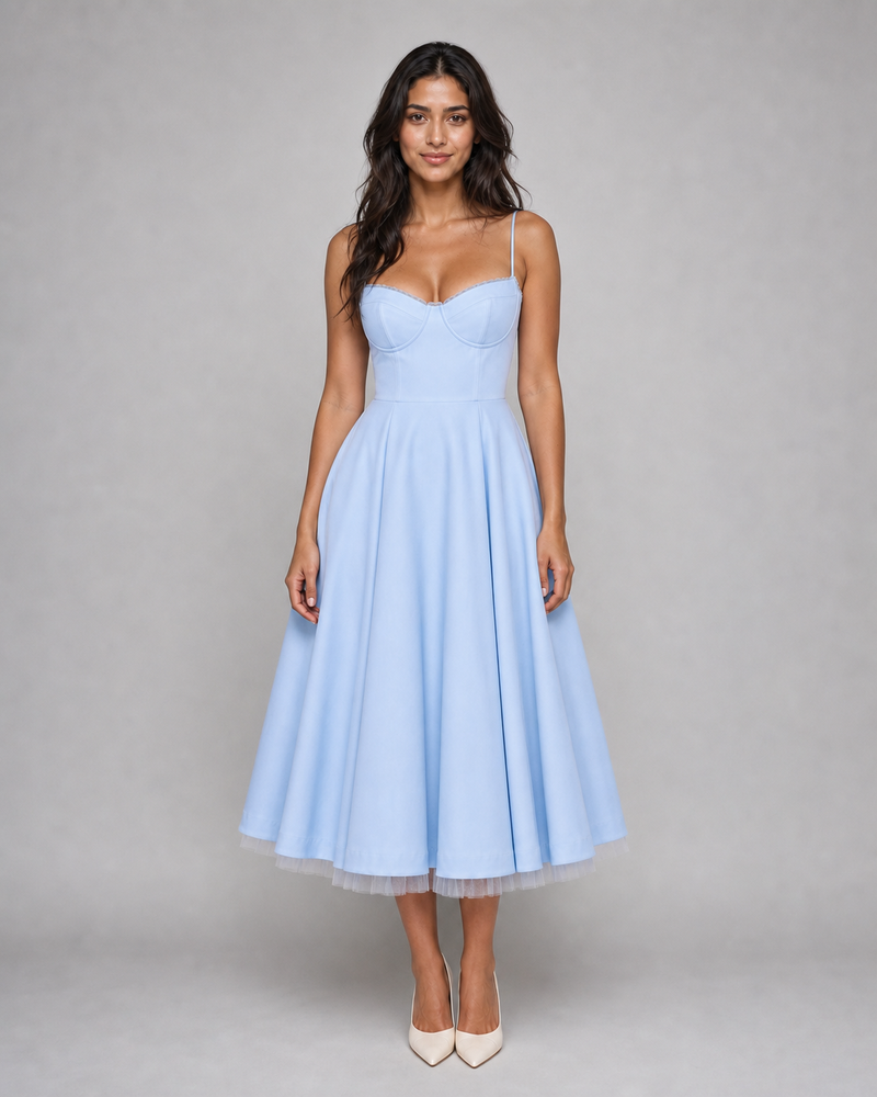 Cordelia | Sweetheart Corset Full-Skirt Midi Dress
