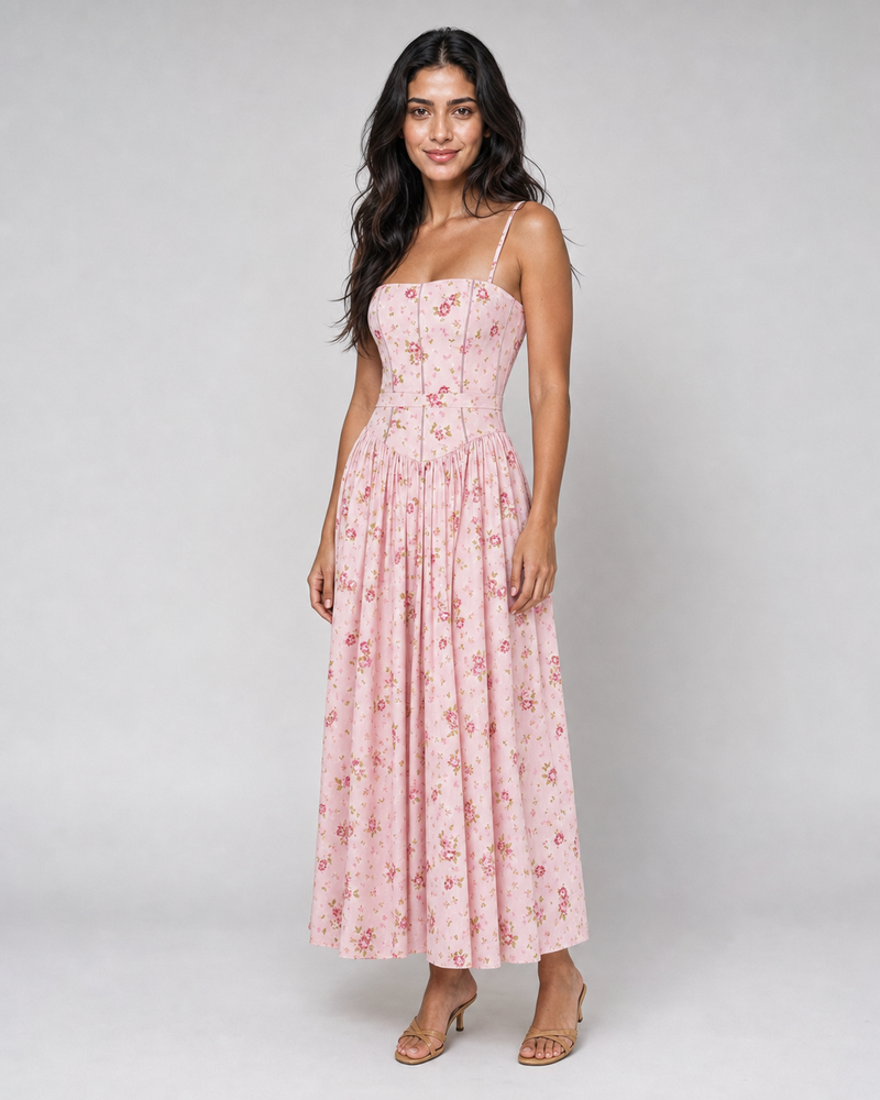 Cecilia | Ditsy Floral Corset Maxi Sundress