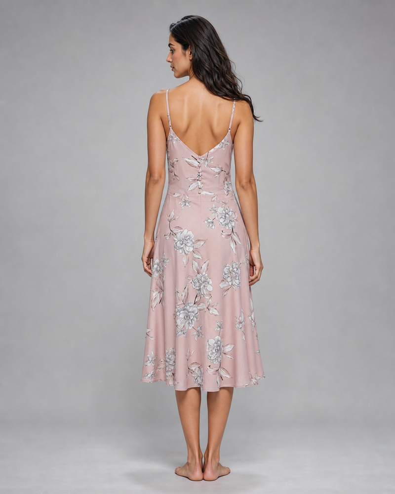 Genevieve | Floral Button-Front Midi Sundress