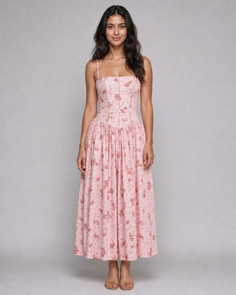 Cecilia | Ditsy Floral Corset Maxi Sundress