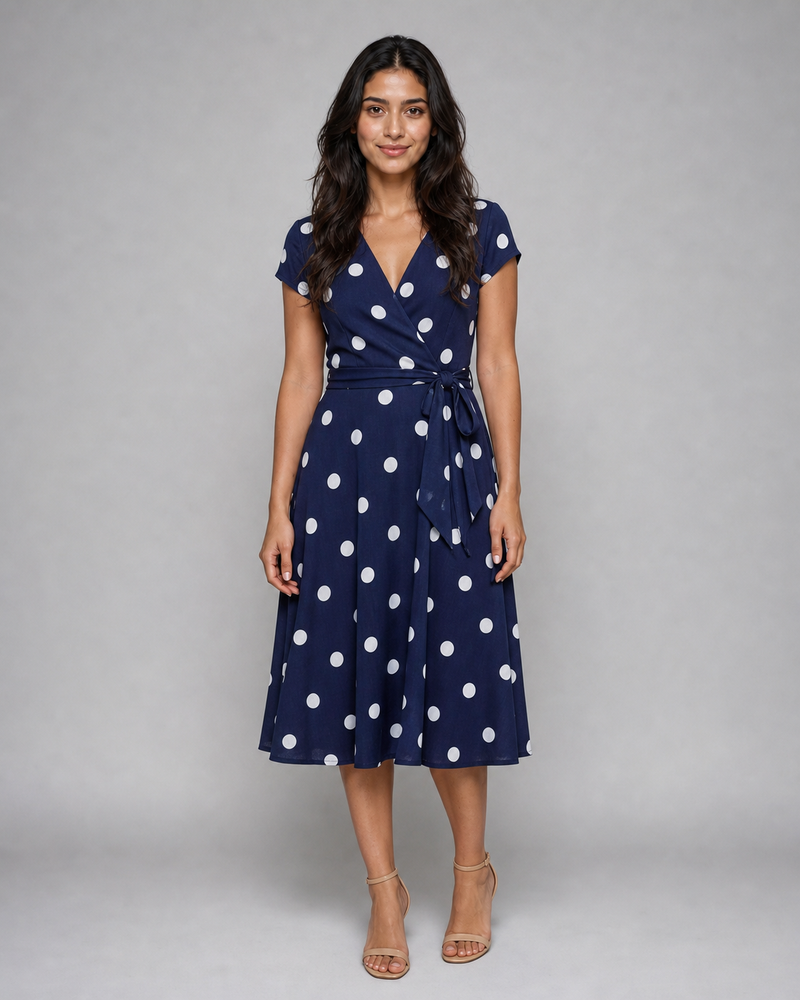 Georgiana | Polka Dot Wrap Midi Dress
