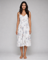 Genevieve | Floral Button-Front Midi Sundress in White