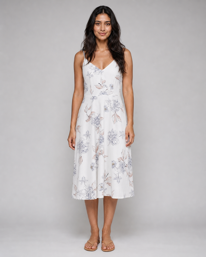 Genevieve | Floral Button-Front Midi Sundress