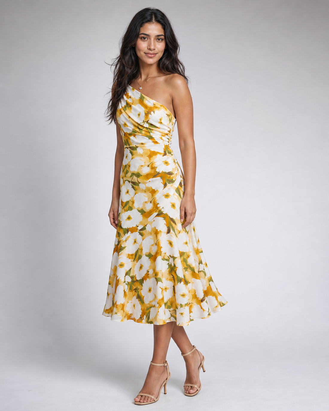 Lavinia | Floral One-Shoulder Midi Dress