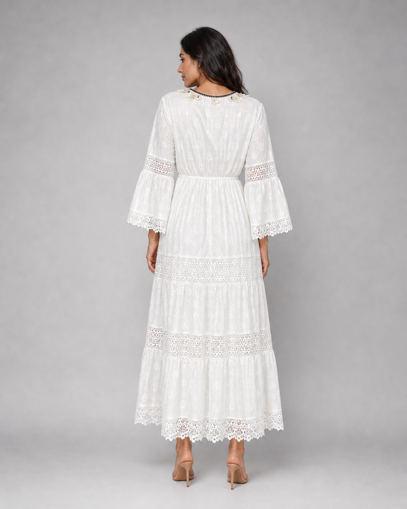 Paloma | Tiered Broderie Lace Maxi Dress