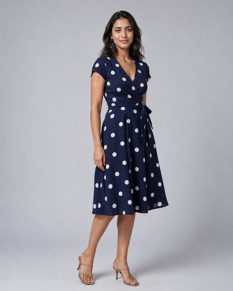 Georgiana | Polka Dot Wrap Midi Dress