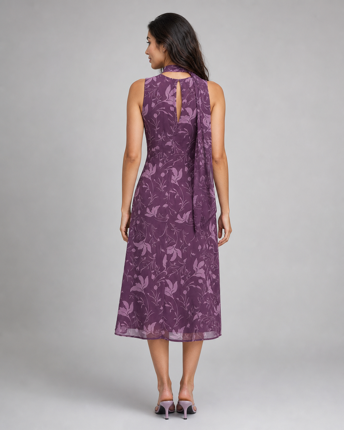 Henrietta | Floral V-Neck Chiffon Midi Dress