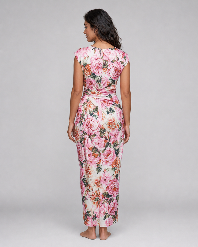Nadia | Rose Floral Wrap Midi Dress