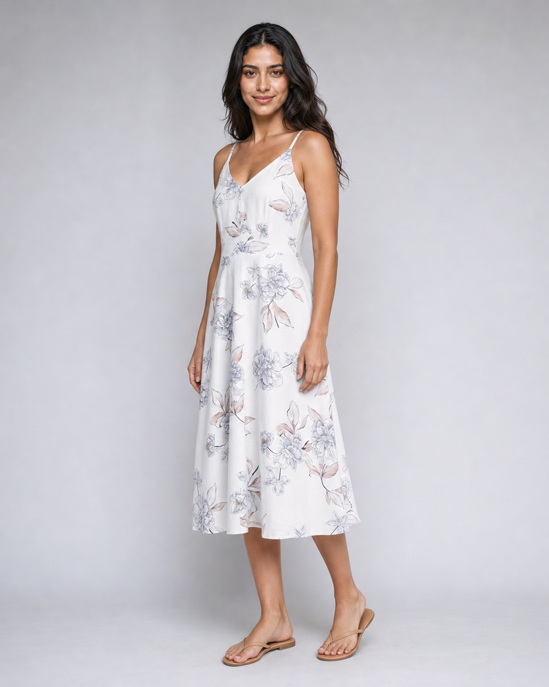 Genevieve | Floral Button-Front Midi Sundress