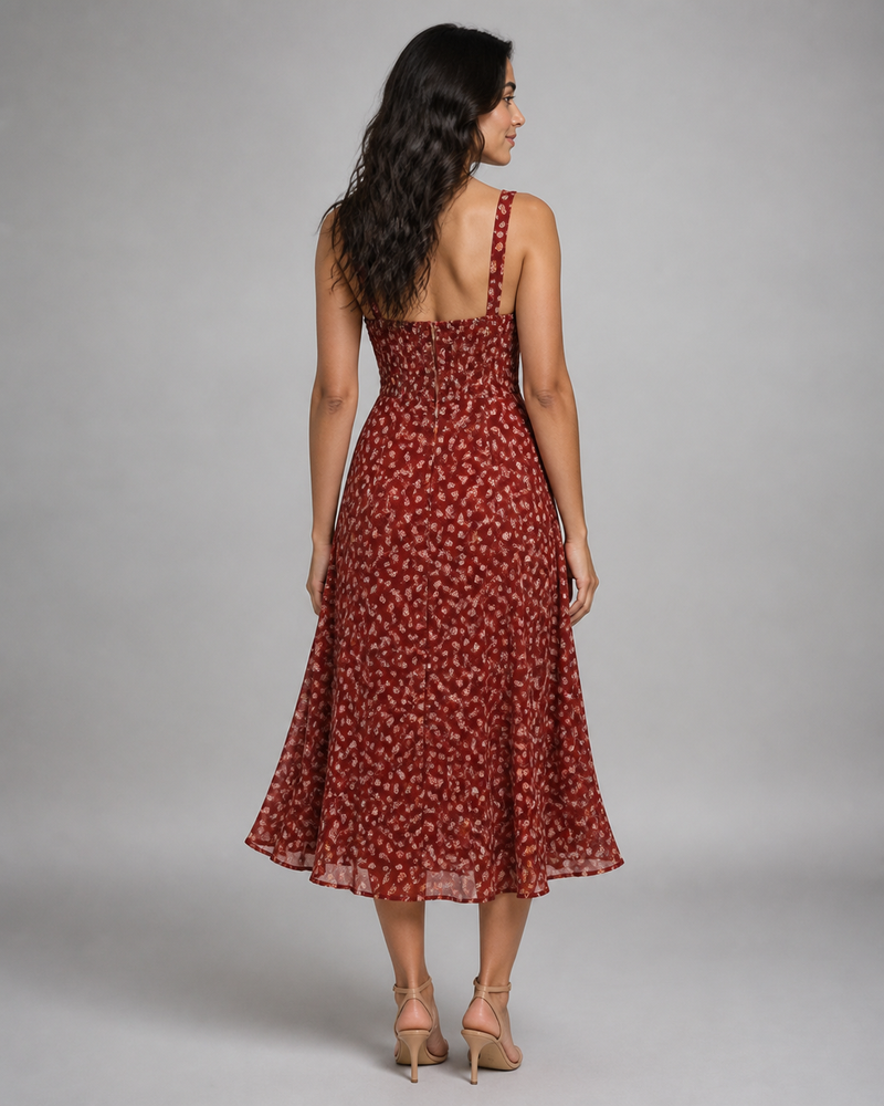 Marguerite | Ditsy Floral Keyhole Midi Dress