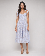 Leonora | Floral Tie-Strap Midi Sundress in Blue