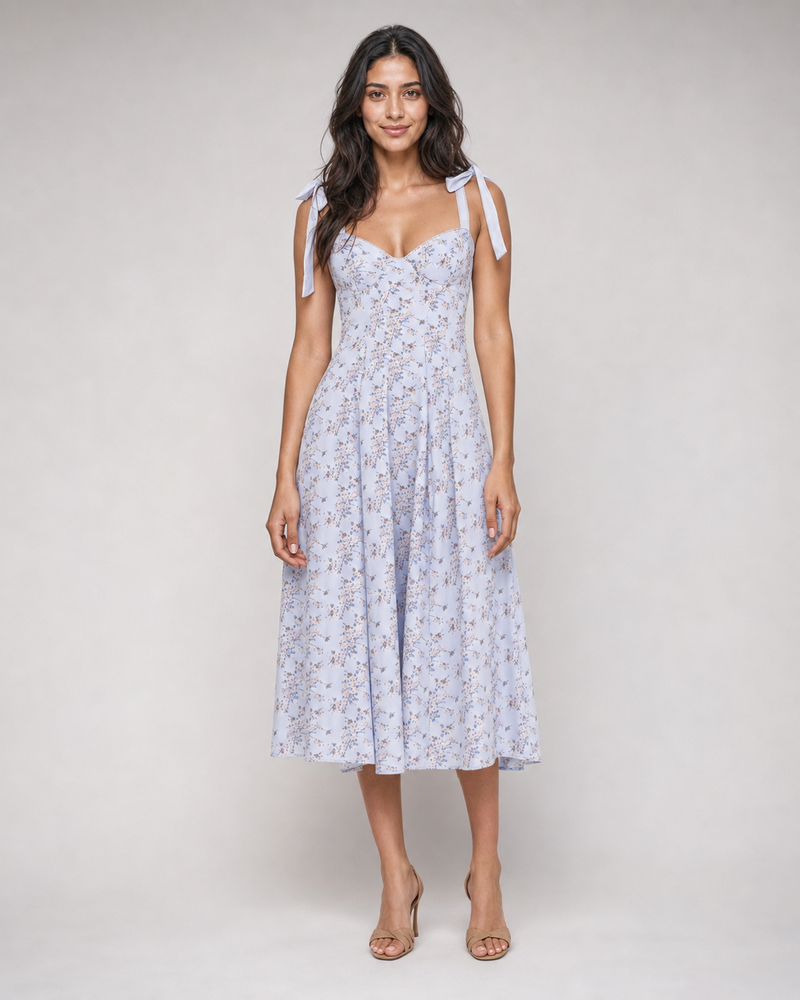 Leonora | Floral Tie-Strap Midi Sundress